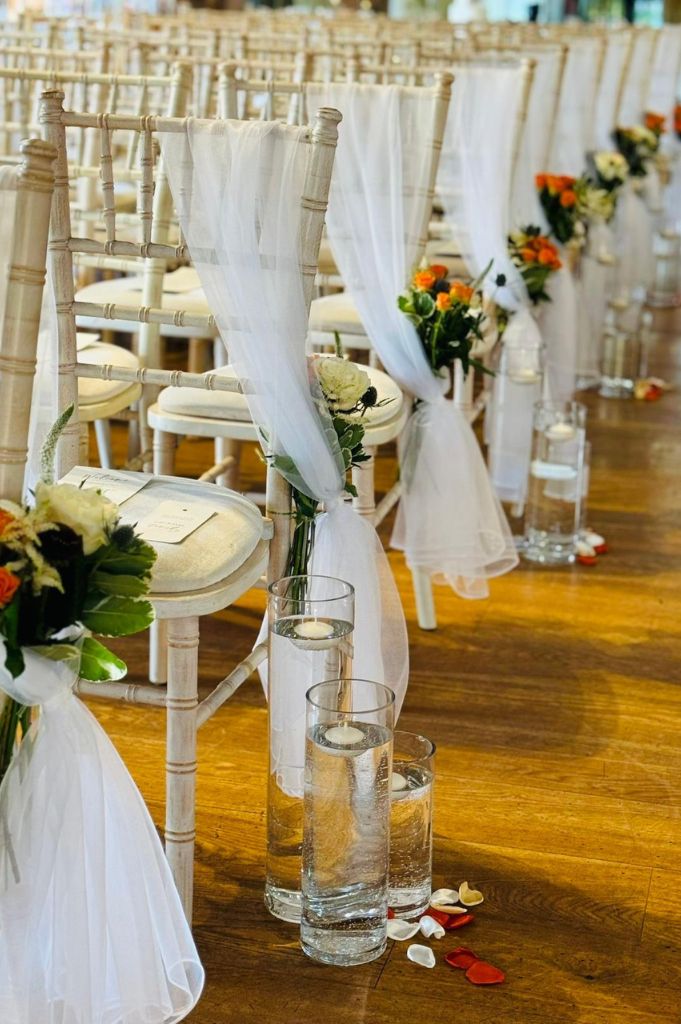 Aisle decorations Northorpe Barn