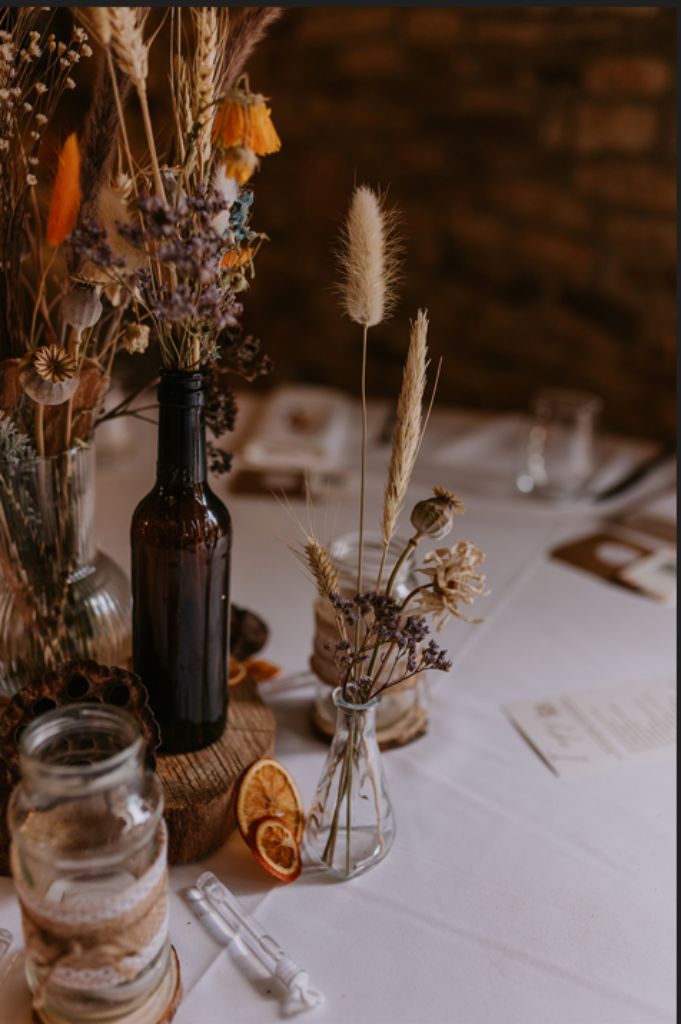 table decorations, Northorpe Barn